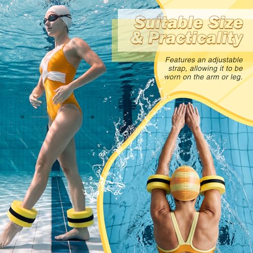 Soulchen Pool Exercise Set Including Long Aquatic Exercise Dumbbells,Pool Ankle Weights,Swim Belt,Water Aerobics Water Aerobics Equipment Set for Full Body Swim Training Kit - color: Yellow, size: Middle