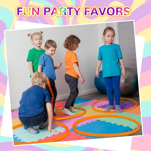 Shappy 6 Pcs Exercise Hoop Detachable Adjustable Plastic Toy Playground Toys Colored Hoop Circles for Teens Games Gymnastics Dog Agility Equipment Party Decor - color: Orange, size: 20 Inch
