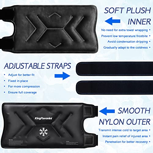 KingPavonini XXL Knee Ice Pack Wrap Around Entire Knee After Surgery, Large Reusable Gel Ice Pack for Injuries, Pain Relief, Swelling, Sports Injuries, 1 Pack (Black) - style: Black