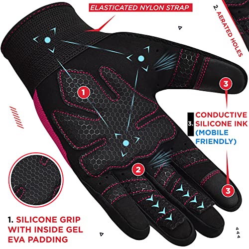 RDX Weight Lifting Gloves Gym Workout, Full Finger Touch Screen, Breathable Anti Slip Padded Palm Protection, Fitness Strength Training Powerlifting HIIT WOD Exercise, Men Women Home Gym Cycling - color: PINK, size: Small