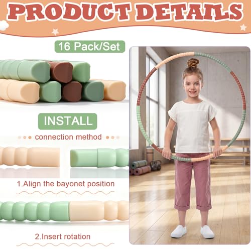 Vinsot Detachable Plastic Hoops for Kids, Adjustable Exercise Hoops Equipment for Sports, Dance, Outdoor Games, Parties and Pet Training - color: Earth Tone Mix