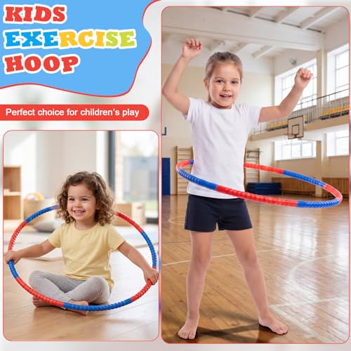 Vinsot Detachable Plastic Hoops for Kids, Adjustable Exercise Hoops Equipment for Sports, Dance, Outdoor Games, Parties and Pet Training - color: Red,Blue