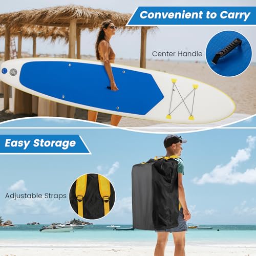 KOTEK 10FT/11FT Inflatable Paddle Board, SUP Paddleboard with Hand Pump, Safety Leash, Repair Kit, Carry Bag, Non-Slip EVA Deck, Stand Up Paddle Board for Youth & Adults - size: 11 FT, style: Reflex Blue
