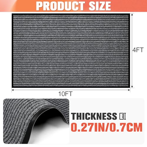MYFAMIREA Commercial Floor Mat 4' x 10' Extra Large Front Door Industrial Rug Heavy Duty Brush Step Entrance Mat Weather Utility Rug with Non Slip Rubber Backing Low Profile for Entryway,Charcoal Grey - size: 4 x 10 Feet