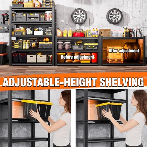 71" Hx35 Wx16 DMetal Garage Shelving-2500LBS 5 Tier Storage Shelves,Adjustable Heavy Duty Shelving Unit and Storage Large Rack,Utility Steel Shelf for Shop Warehouse Industrial Pantry Basement - size: Metal/35"Wx16"Dx71.2"H