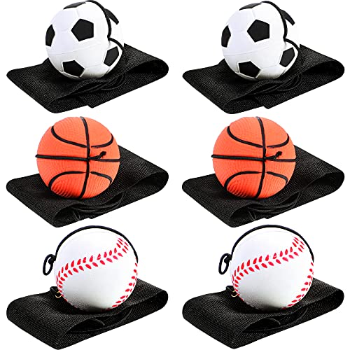 Skylety 6 Pcs Wrist Return Ball on a String 2.48 Inch Rebound Sport Balls with Elastic Strap Soccer Basketball Baseball Practice Party Favors Wrist Exercise and Fun Play for Kids Adults - size: 1.85 Inch