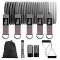 Resistance Bands with Handles, Single Resistance Bands, Exercise Bands with Handles, for Resistance Training, Physical Therapy, Home Workouts, Fitness, Pilates - color: Black-gray-set -200lbs