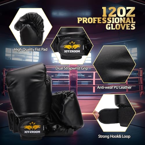 Punching Bag for Adults, 4ft PU Leather 6 in 1 Heavy Boxing Bag Set, Punching Bag with 12oz Boxing Gloves, Hand Wraps, Hanging Bag for MMA Karate Kickboxing Muay Thai Boxing Home - Unfilled - color: Yellow
