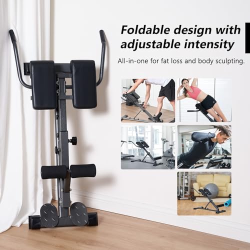 SogesPower Roman Chair Back Extension Machine, Hyperextension Bench for Hamstring,Adjustable and Foldable Exercise Equipment for Home Gym
