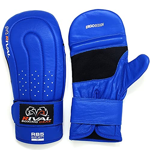 RIVAL Boxing RB5 Bag Mitt Gloves, Bare-Fist Punching Feel, Zero Resistance Training for Triggering Fast Twitch Muscles - color: Blue, size: Small