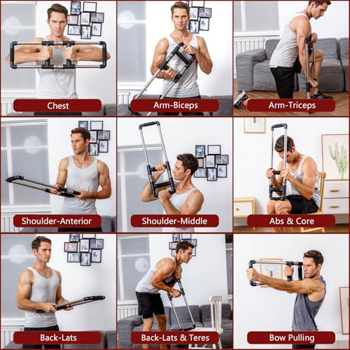 GoFitness Push Down Bar, Chest Exerciser at Home Workout Equipment | Upper Body Strength Trainer for Chest, Arm, Shoulder, Back and Abs, Home Fitness Equipment - color: Black, size: 110LBS - Men - Very Strong
