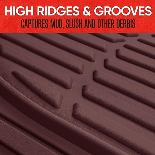 Motor Trend FlexTough Floor Mats for Cars, Burgundy Deep Dish All-Weather Car Mats, Waterproof Trim-To Fit Automotive Cars Trucks SUV, Universal Liner Accessories - color: Burgundy, style: Full Set