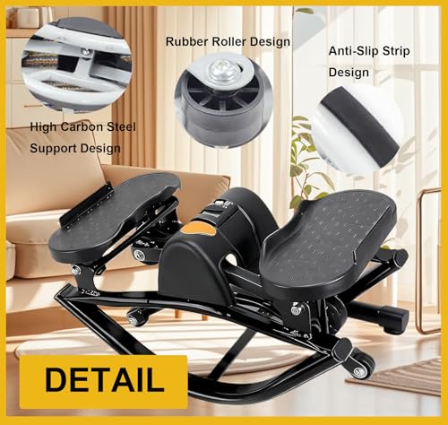 Rocking Stepper Side to Side Rock Stepper Side to Side Machine Rock Stepper Exercise Machine with Resistance Bands&Led Display, Low-Impact Home Workout Machine - color: Black