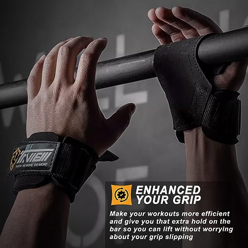 TAVIEW Wrist Straps for Weightlifting for Maximum Grip Support - Lifting Deadlift Strap & Weight Lifting Grips Gloves for Working Out Pull Up Deadlifting & Shrugs - color: Rubber (Black)