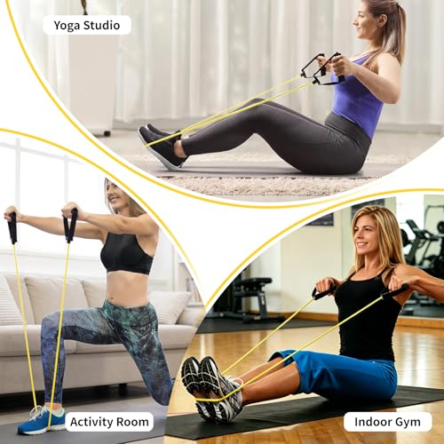 10-Pack Bulk Resistance Bands with Handles, Same Resistance Level, for Resistance Training, Physical Therapy, Home Workouts, Fitness & Pilates - color: Yellow 5-10LBS