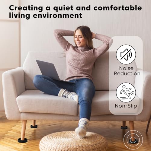 1.5" x 1.5" Rubber Furniture Pads Non Slips - 8 PCS Floor Protectors for Furniture, Rubber Feet Chair Leg Floor Protectors for Bed Sofa Table and Chair Stopper (Black, Round) - size: 8PCS 1.5" x 1.5" Black