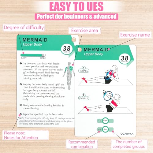 Pilates Ring Workouts for Women-58 Exercise Cards with Pilates Mat Workout Postures，ncludes 4-Week Challenge,2 Rings& Dry-Erase for Easy Organization-Home, Gym or Studio - color: Pilates Ring