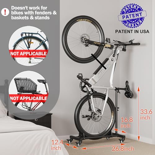 Sttoraboks Vertical Bike Stand, Freestanding Bike Rack Garage Storage Upright Bicycle Floor Stand Indoor Bike Holder with Adjustable Height for Garage & Apartment - for Wheels Sizes up to 29” - size: 1 Pack