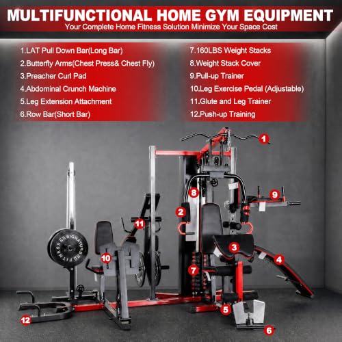Home Gym System Workout Station, Smith Machine & Leg Press – Multifunctional All-in-One for Full Body Strength Training - size: LX-950