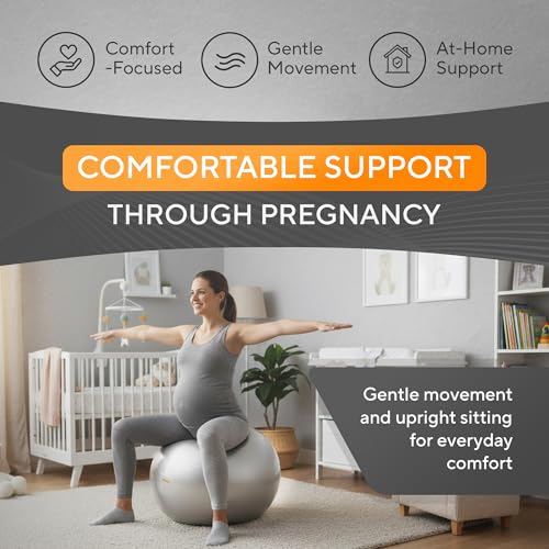 Exercise Ball – Yoga Ball for Pilates & Fitness - Birthing for Pregnancy, Stability, Core, Balance, Therapy for Physical Rehab, Workout for Home Gym & Office Chair, Fast Pump Included - color: Gray, size: M (for Height 4'8" - 5'3")