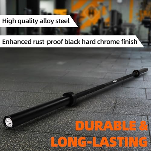 Fitvids Olympic Cerakote Barbell for Home & Commercial Gyms, 190K PSI Tensile Strength Rated for up to 1500LB Capacity - color: Black