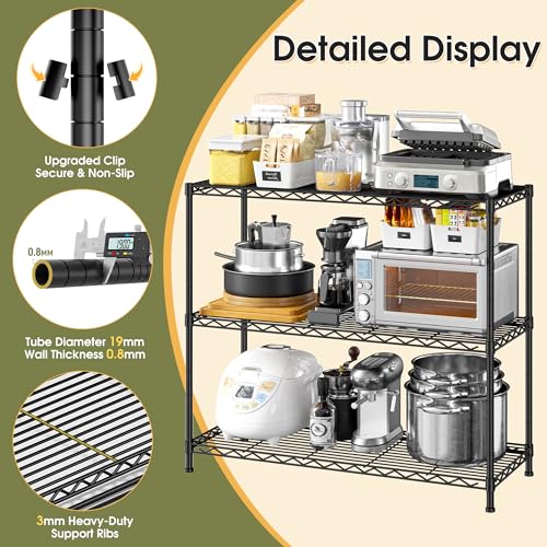 DurayLoly 35.6" W Storage Shelves, 3 Tier Adjustable Metal Shelving Unit Heavy Duty Steel Wire Rack for Kitchen,Laundry,Pantry,Office,Garage, Closet,Black(35.6" Wx14"Dx35.6"H) - size: Black-35.4"Wx13.9"Dx35.4"H
