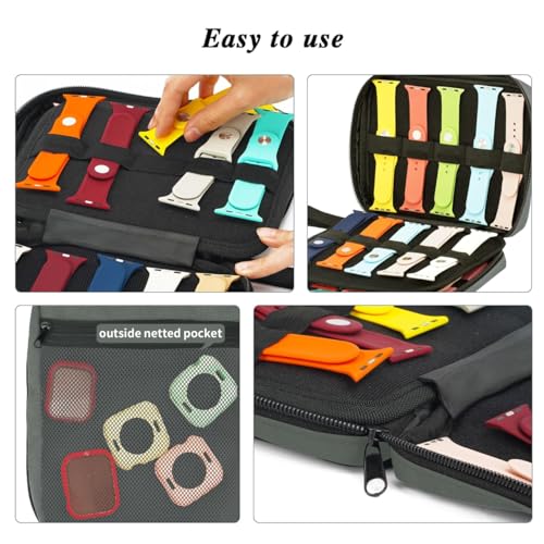 20 Watch Bands Storage Carrying Case Compatible with Watches,Expandable Watch Band Holder Stores 20 Watch Bands Fit for Most Sizes of Watch Straps,Organizer for Watch Bands, Bag Only(Dark Grey) - color: 1-dark Grey
