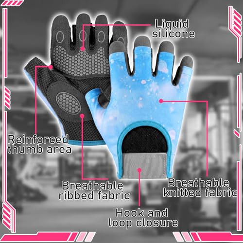 Fourluoo 3 Pairs Weight Lifting Gloves for Men Women, Gym Workout Gloves with Full Palm Protection, Breathable Anti-Slip Fitness Glove for Training, Cycling, Pull-ups, Medium - style: Vibrant Style