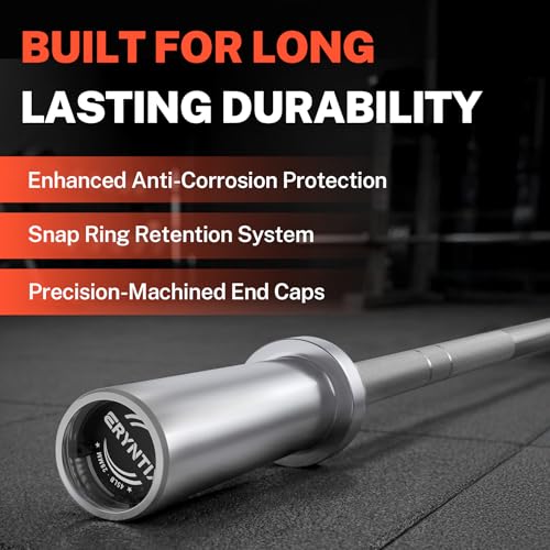 Olympic Barbell Bar Series, 2 Inch Weightlifting Bars, 4FT 6FT 7FT Straight & EZ Curl Options, 190K PSI Steel, Diamond Knurling, Smooth Rotation for Home & Gym Strength Training - color: 7FT