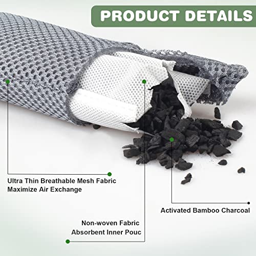 12 Pack Charcoal Shoe Deodorizer Bags inserts, Shoe Odor Eliminator,Drawer Deodorizers, Activated Charcoal Odor Absorber for Gym Bag, Car, Pet, Closet - color: Grey 12 Pack