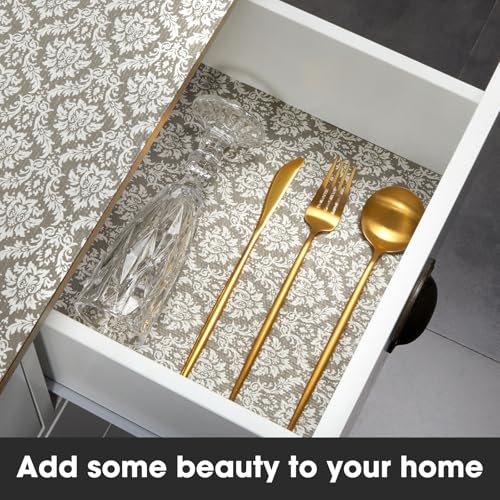 Drawer and Shelf Liner, Non-Slip Kitchen Cabinet Liners Non-Adhesive Thick Strong Grip Waterproof Washable Mats Protect Dresser Shelves Cupboard Bathroom Cabinets, Boho: Beige, 12 in X 10 FT - color: Boho: Beige, size: 11.8"W x 118"L