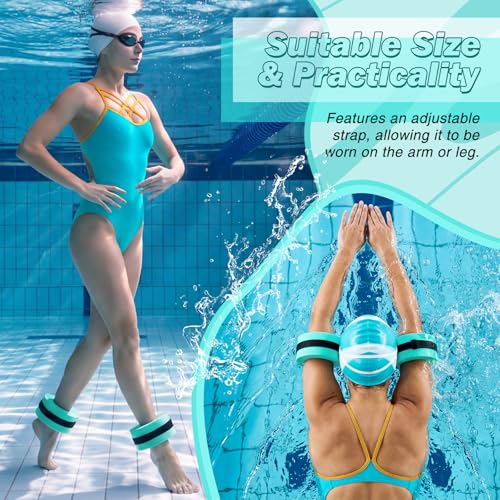 Soulchen Pool Exercise Set Including Long Aquatic Exercise Dumbbells,Pool Ankle Weights,Swim Belt,Water Aerobics Water Aerobics Equipment Set for Full Body Swim Training Kit - color: Blue Green, size: Middle