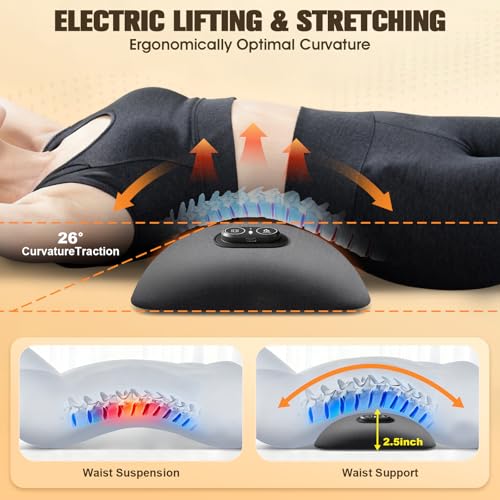 3-in-1 Electric Lumbar Support Pillow,Triple Fusion Back Massager with Heat,Vibration&Traction,Back Support Pillow for Bed and Chair,Lumbar Support Pillow for Lower Back Pain Relief&Spine Support-Gray - color: Gray
