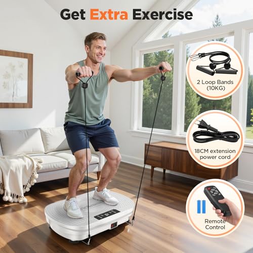 FEIERDUN Vibration Plate Exercise Machine, Vibration Plate for Lymphatic Drainage, Power Plate Vibration Platform for Weight Loss, Toning & Wellness