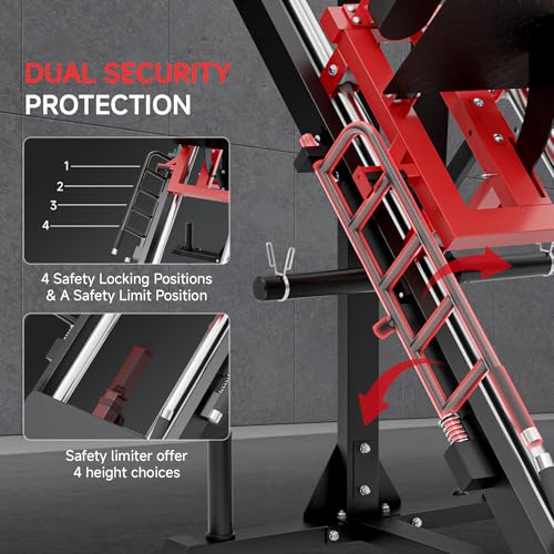 Leg Press Hack Squat Machine Combo, 45° Leg Exercise Machine ,Lower Body Special with Weight Storage for Quads, Hamstring, Glutes, Calves, Compact Home Gym Leg Day Equipment - style: Leg Machines