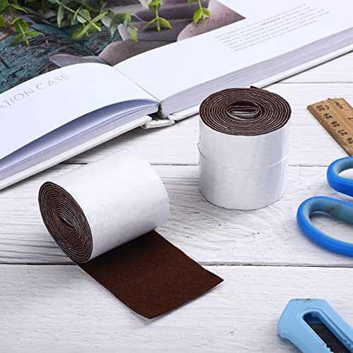 Shappy 2 Packs 120 x 2 x 0.04 Inch Felt Strips with Adhesive Backing Felt Tape Roll Non Slip Self Adhesive Cuttable Furniture Pads for Protecting Hardwood Floors, Chairs, Wall(Dark Brown) - size: 120 x 2 x 0.04 Inch