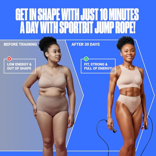 SPORTBIT Adjustable Jump Rope for Fitness and Exercise | Fitness and Exercise, Cardio, Boxing, and Weight Loss, Speed Rope, Men & Women - color: Yellow