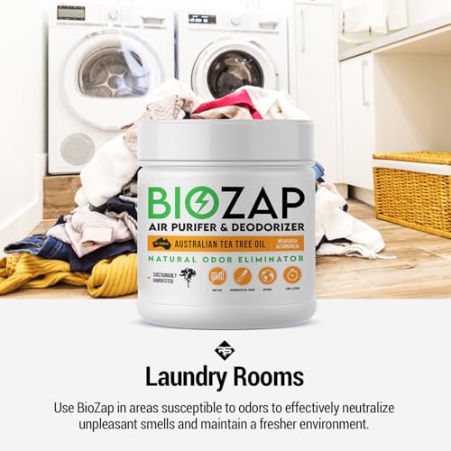 BioZap Air Purifier & Deodorizer (16-oz Jar) - Australian Tea Tree Oil Gel. Naturally Eliminates Odors in Basements, Crawlspaces, Gyms, Cars, Closets and More.