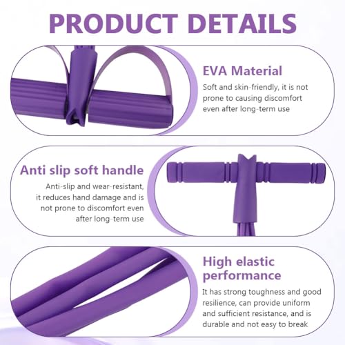 21 Fitness Resistance Bands-6 Tube Pedal Ankle Puller, Multifunction Tension Rope, Pedal Resistance Band with Handle Sit Up Exercise Equipment Home Gym Tummy Trainer for Men Women - size: 6 Tube
