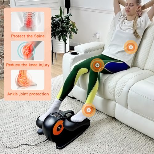 Under Desk Elliptical Machine, Leg Exerciser for Seniors Adults, Adjustable Speeds Elliptical Trainer with Remote, Quiet & Portable Mini Seated Pedal Exerciser for Home Office Use