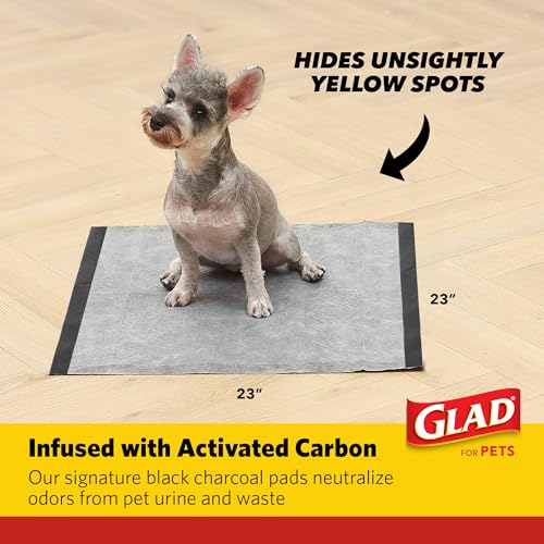 Glad for Pets Activated Carbon Puppy Training Pads with Anti-Microbial Technology, Odor Control Pee Mats for Dogs, 6-Layer Leak-Proof Heavy Duty Indoor Potty Pads, 23 x 23 Inches, 100 Count - 2 Pack - size: 100 Count (Pack of 2)