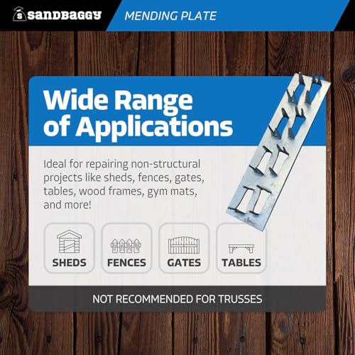 Sandbaggy Steel Mending Plate for Wood (Hot Dipped Galvanized) - Wood Connectors, Reinforcement, Fasteners (1" x 4", 150, Count) - size: 1" x 4"