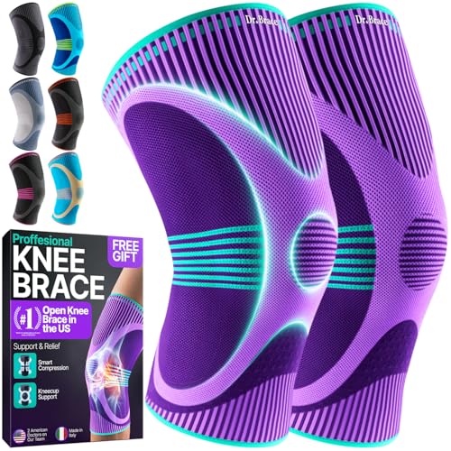 DR. BRACE Elite Compression Knee Brace for Women & Men, (2-Pack) Knee Support Compression Sleeve, Workout Sports Knee Braces for Meniscus Tear, ACL & Arthritis Pain Relief - Check Size Guide Video (Galaxsis, XX-Large)
