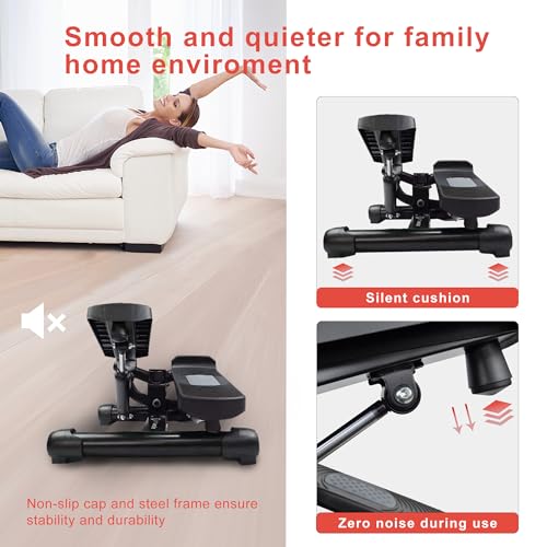 Exercise Stepper with Resistance Bands & Digital Monitor Stair Exercise,Twist Mini Steppers with Max 330LBS Loading Bearing Portable Home Exercise Equipment