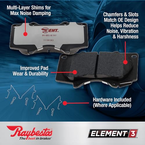 Raybestos Element3 EHT™ Replacement Front Brake Pad Set for Select Mitsubishi 3000GT/Diamante/Eclipse/Galant/Montero, Dodge Stealth, Eagle Talon and Plymouth Laser Model Years (EHT530H) - size: One Size, style: EHT530H