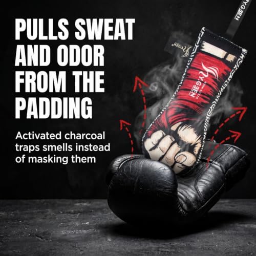 LIVEVIE Hygeen Activated Charcoal Glove Odor Absorber | 2-Pack Natural Deodorizer for Boxing, MMA & Gym Gloves | Long-Lasting Moisture Wicking Freshener for Daily Use, Red - color: Red