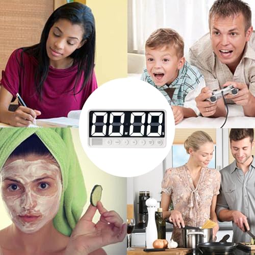 Digital Kitchen Timer - 7.1” Extra Large Display LED Magnetic Rechargeable Countdown/Up Timer, w/6 Alarms 4 Levels Volume Memory Function for Cooking, Classroom, Office, Home Gym(Black) - color: Black