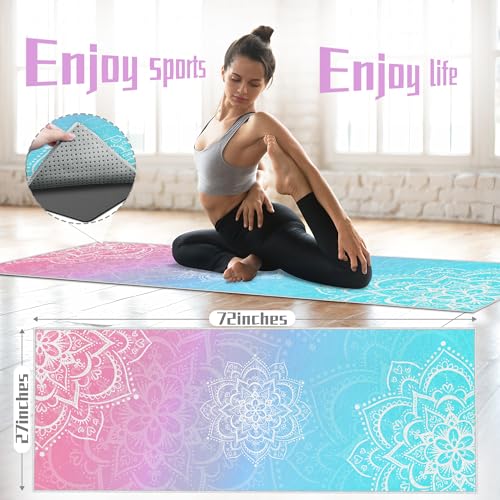 Yoga Towel,Ultra-Absorbent Yoga Mat Towel for Hot Yoga Non Slip,72 x 27 in, Purple - color: Purple