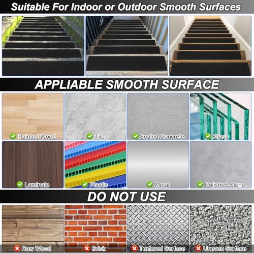 SMILOOL Outdoor Stair Treads Non-Slip Step Strips for Wooden Steps 5 Pack 8” x 30” Anti Slip Grip Tape Precut for Outside Stairs, Non Skid Stair Tread Mats Weather Resistant for Outdoors, Black - size: 8" x 30"