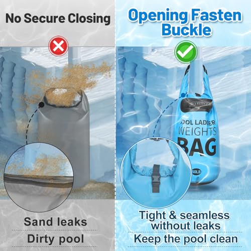 Heavy Duty Pool Ladder Weights - 50lbs Sand Fillable Universal Sand Bags Step Anchors, 500D PVC Waterproof Tear-Resistance Foldable Sandbags for Above Ground Swimming Pools Stair Entry Systems, 2 Pack - size: 50 LB